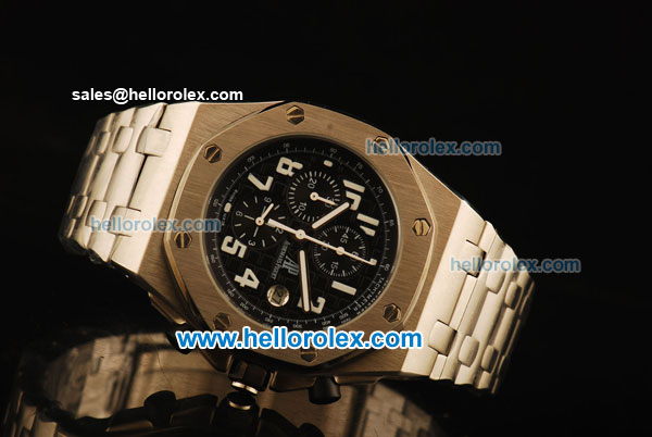 Audemars Piguet Royal Oak Chronograph Quartz Full Steel with Black Dial and Numeral Marker - Click Image to Close